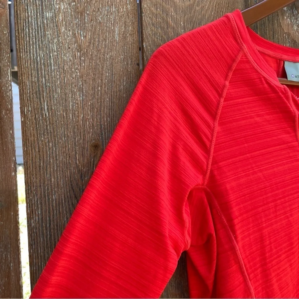 ATHLETA Women’s Orange Red Long Sleeve Half Zip Pullover Sweatshirt Size Small